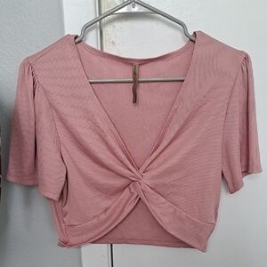 Elegant Pink Twist Front Crop Top